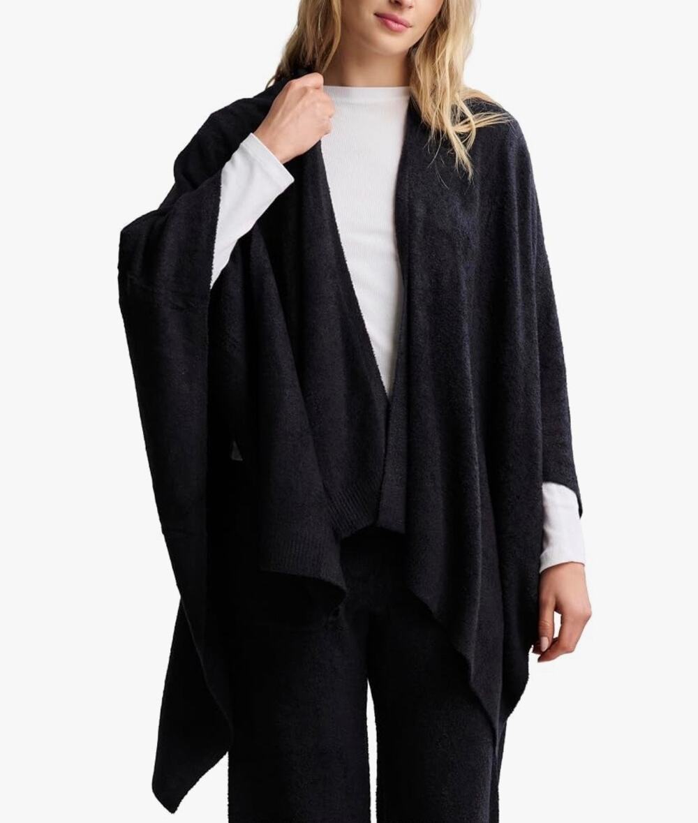 Barefoot Dreams CozyChic Lite Weekend Wrap in Black One Size